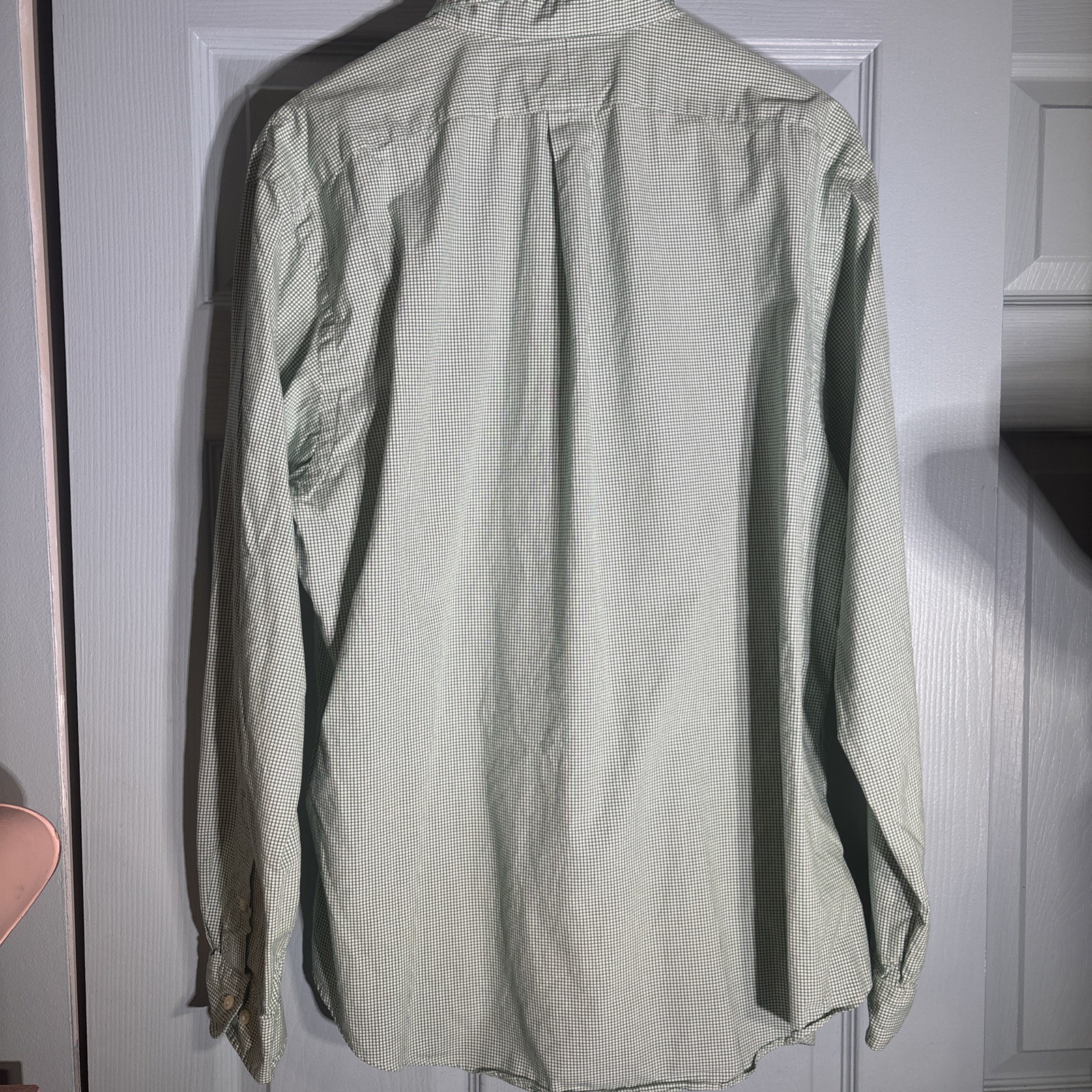 Ralph Lauren Custom Fit Button Up Shirt 18 36/37 Green White Blue Cotton XL