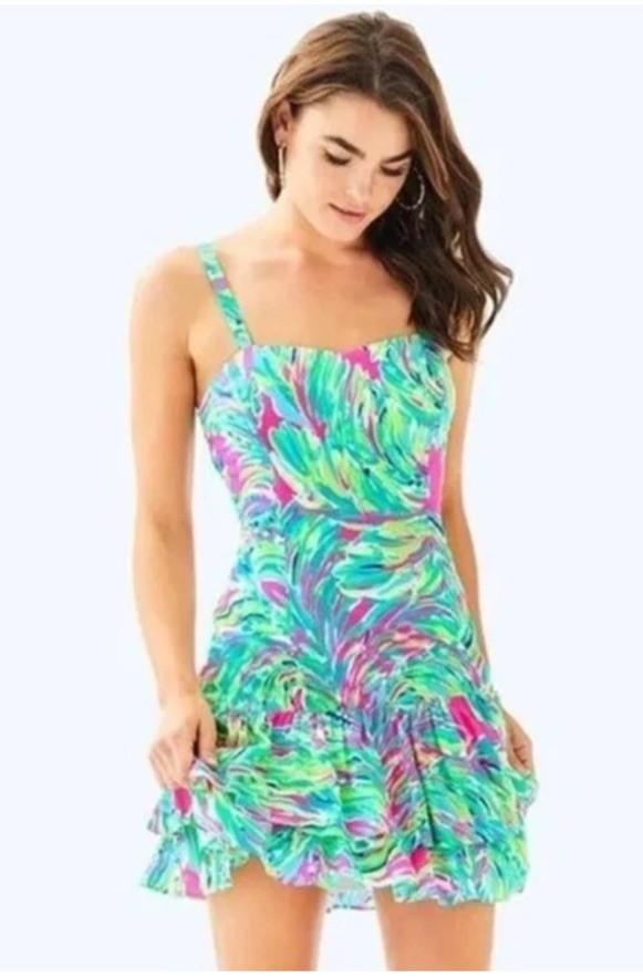 Lilly Pulitzer Morgana Tiered Ruffle Mini Dress in Shady Lady Size 0