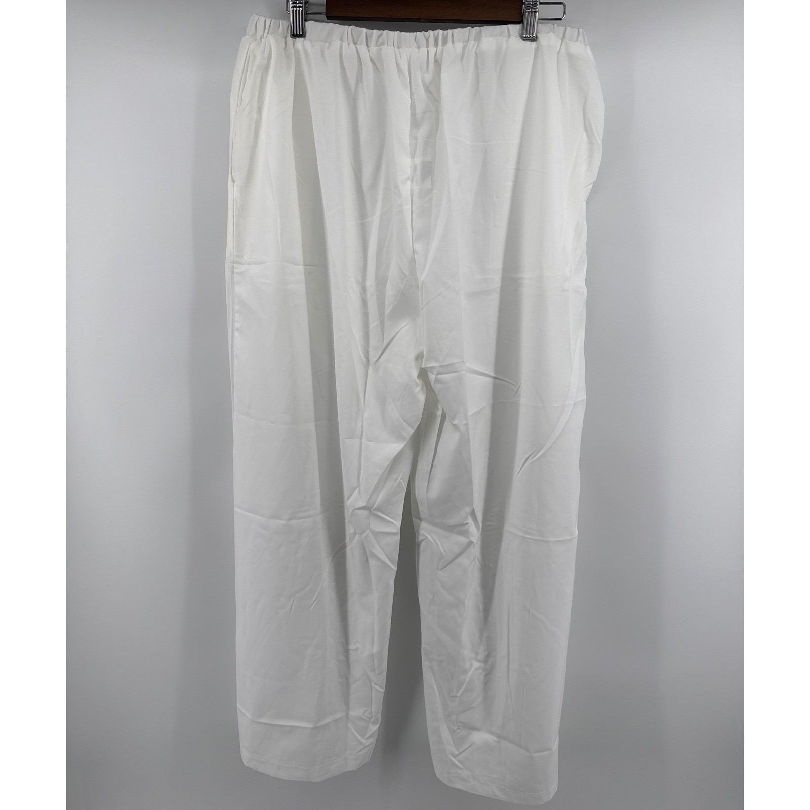 White Black Trim 2 Piece Lounge Set Short Sleeve Top Wide Leg Pants 1XL