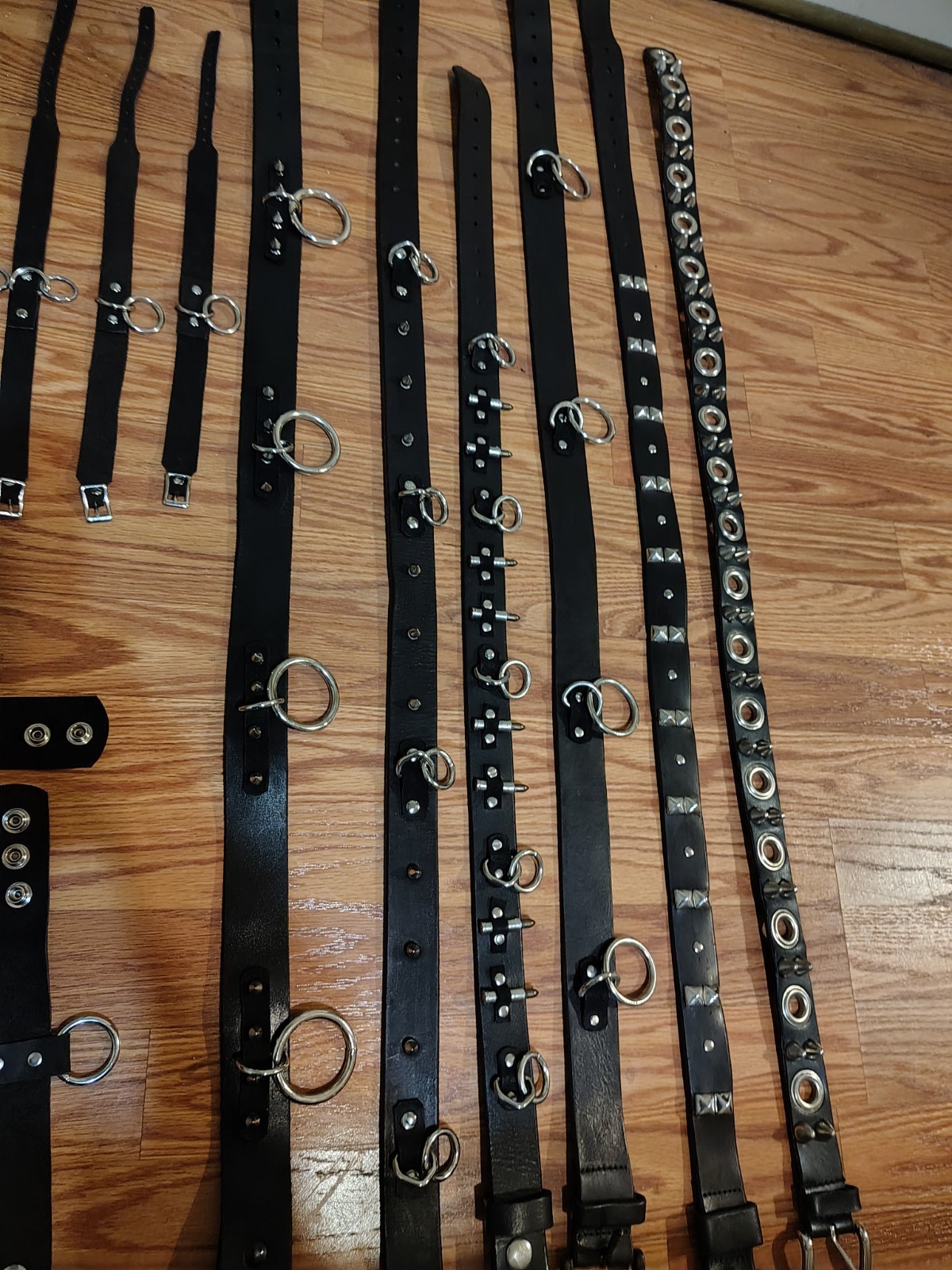 HUGE LOT of Leather Accessories Cuffs Collars Gauntlets Belts Wallets Goth Punk