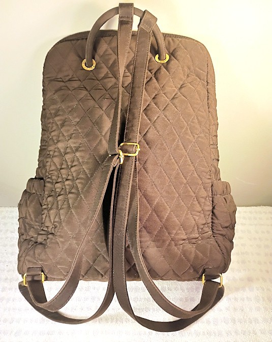 Vera Bradley Chocolate Brown Quilted Essential Backpack w/ Adjustable Straps