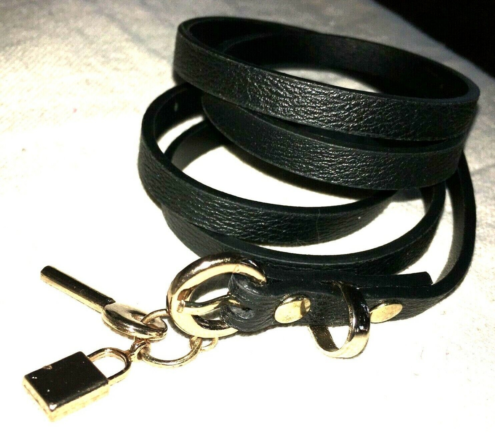Slim Belt, Brass Key & Lock Charm and Brass Buckle, S