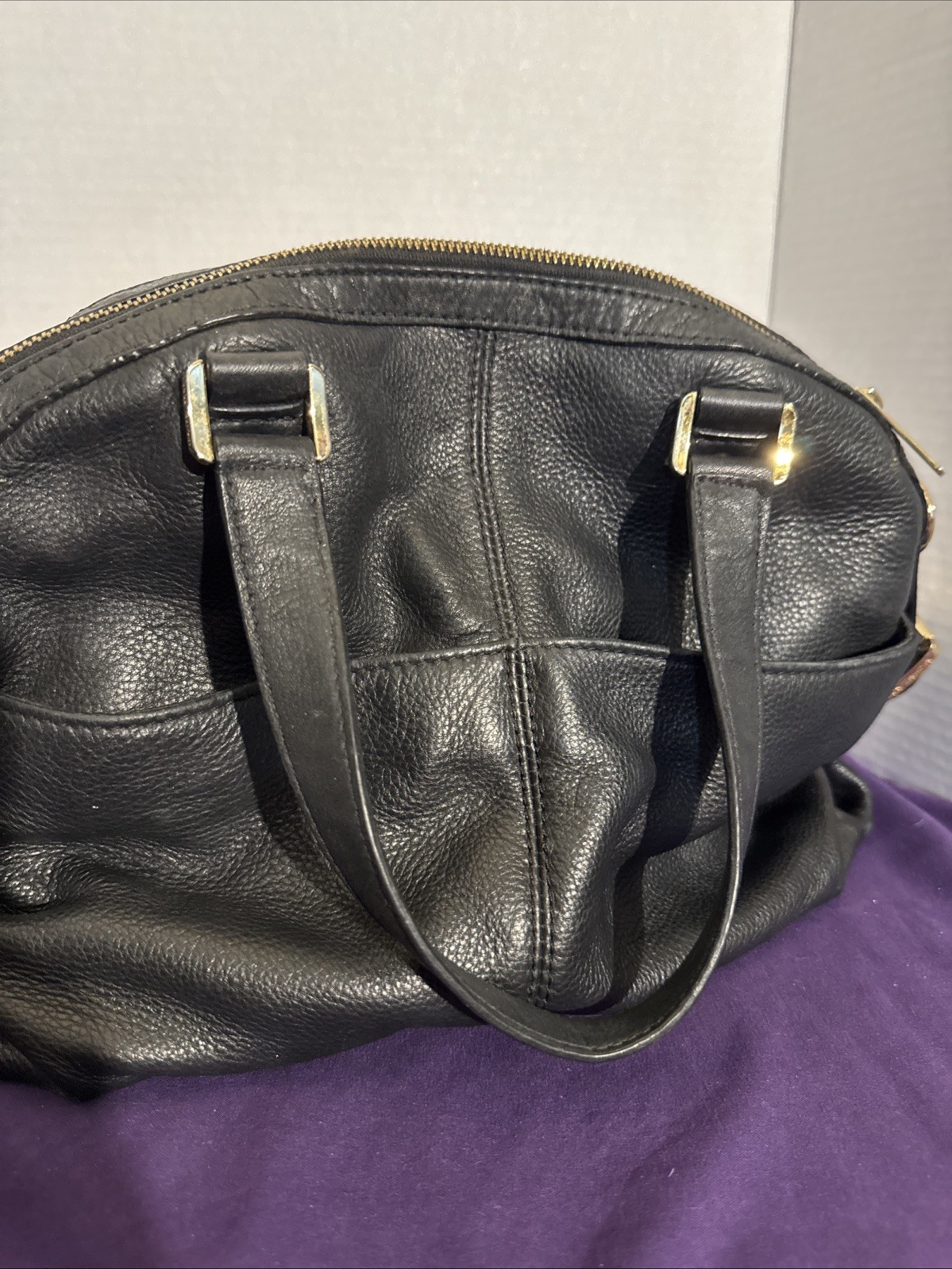 Michael Kors black soft leather pebble satchel No Crossbody Strap ~ See Pictures