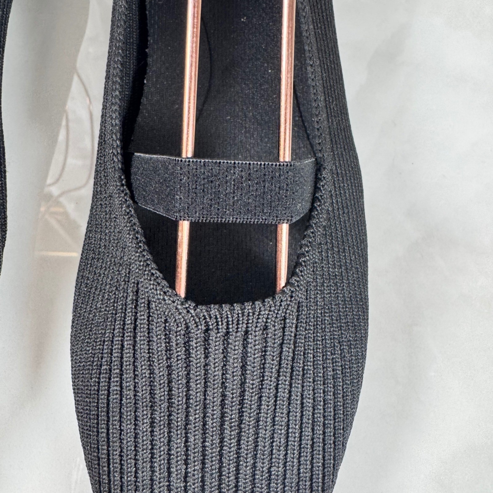 Burudani Isla Black Knit Pointed Toe Flats Breathable Slip On Mary Jane 7
