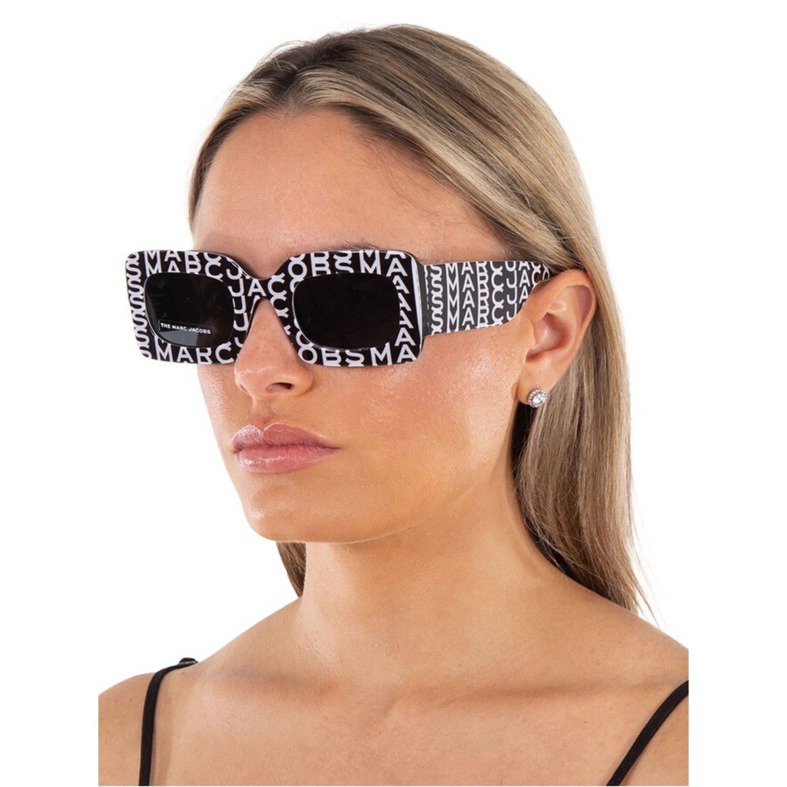 NWT MARC JACOBS Black & White Monogram Grey Square Ladies Sunglasses — One Size
