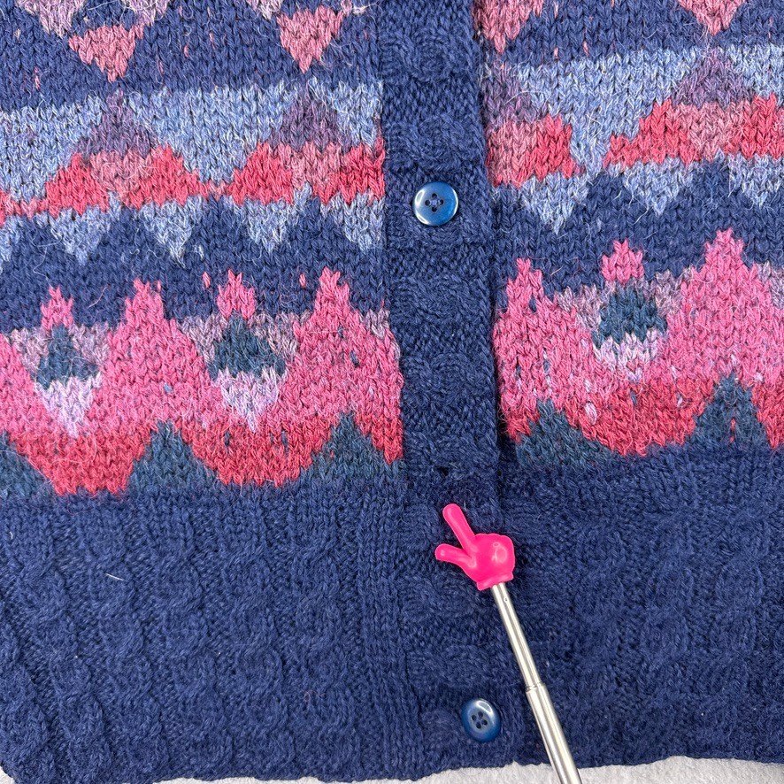 100% Alpaca Wool Cardigan Sweater By Casa M Womens Colorful Thick Warm