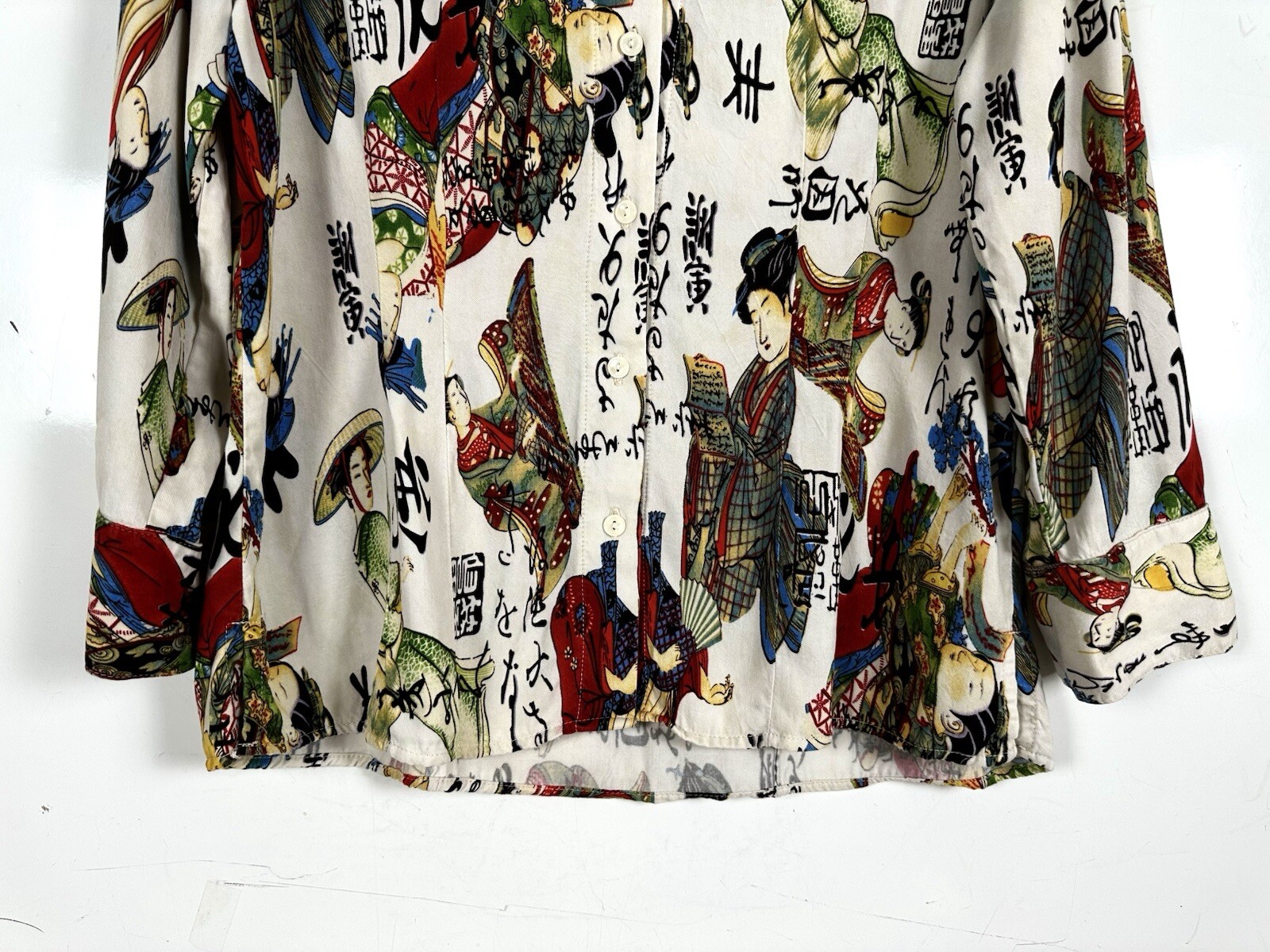 TIANELLO ASIAN STYLE GEISHA BUTTONS UP SHIRT -BLOUSE SIZE M MADE IN USA