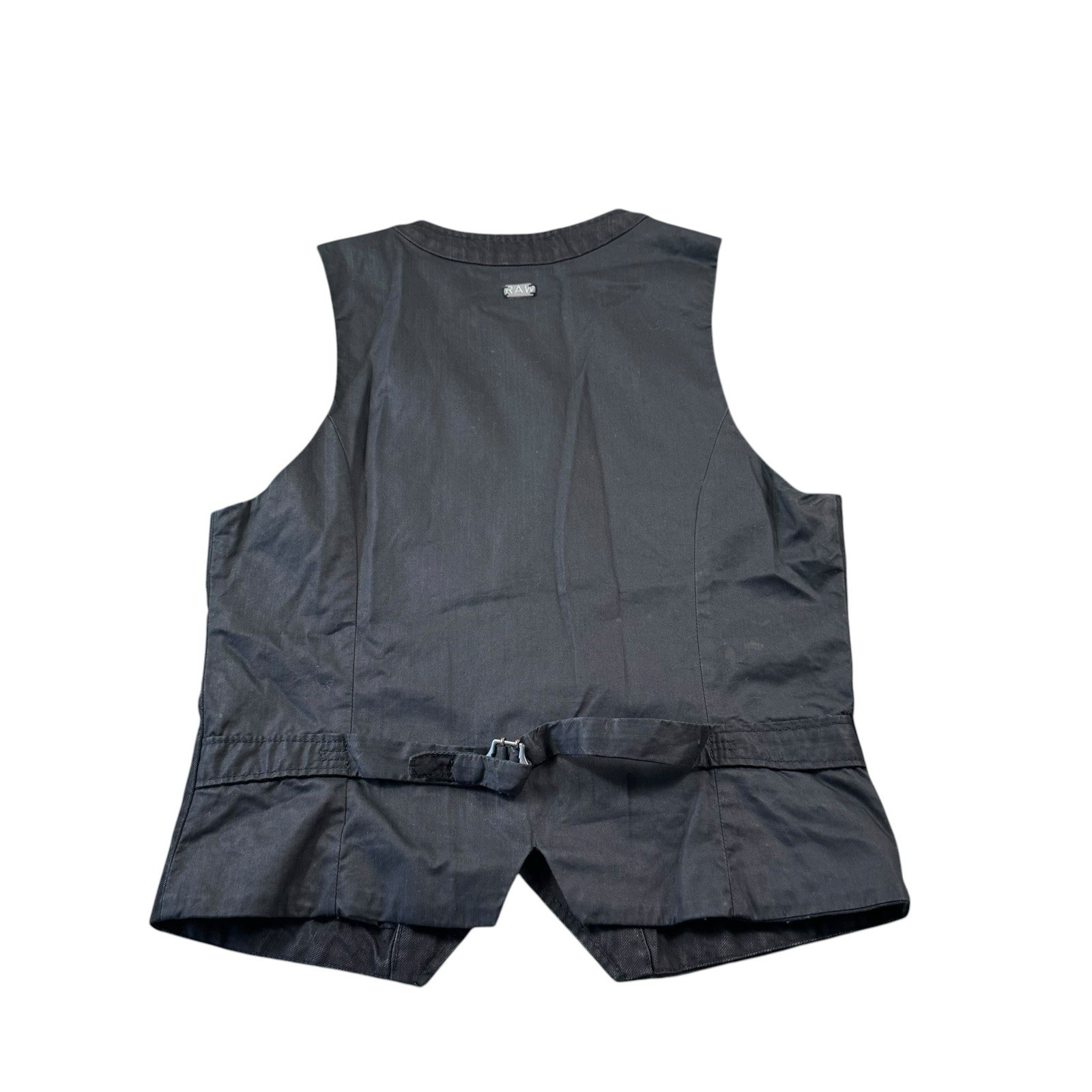 G-Star Raw Black Denim 3301 Metal Button Waistcoat Size Small S