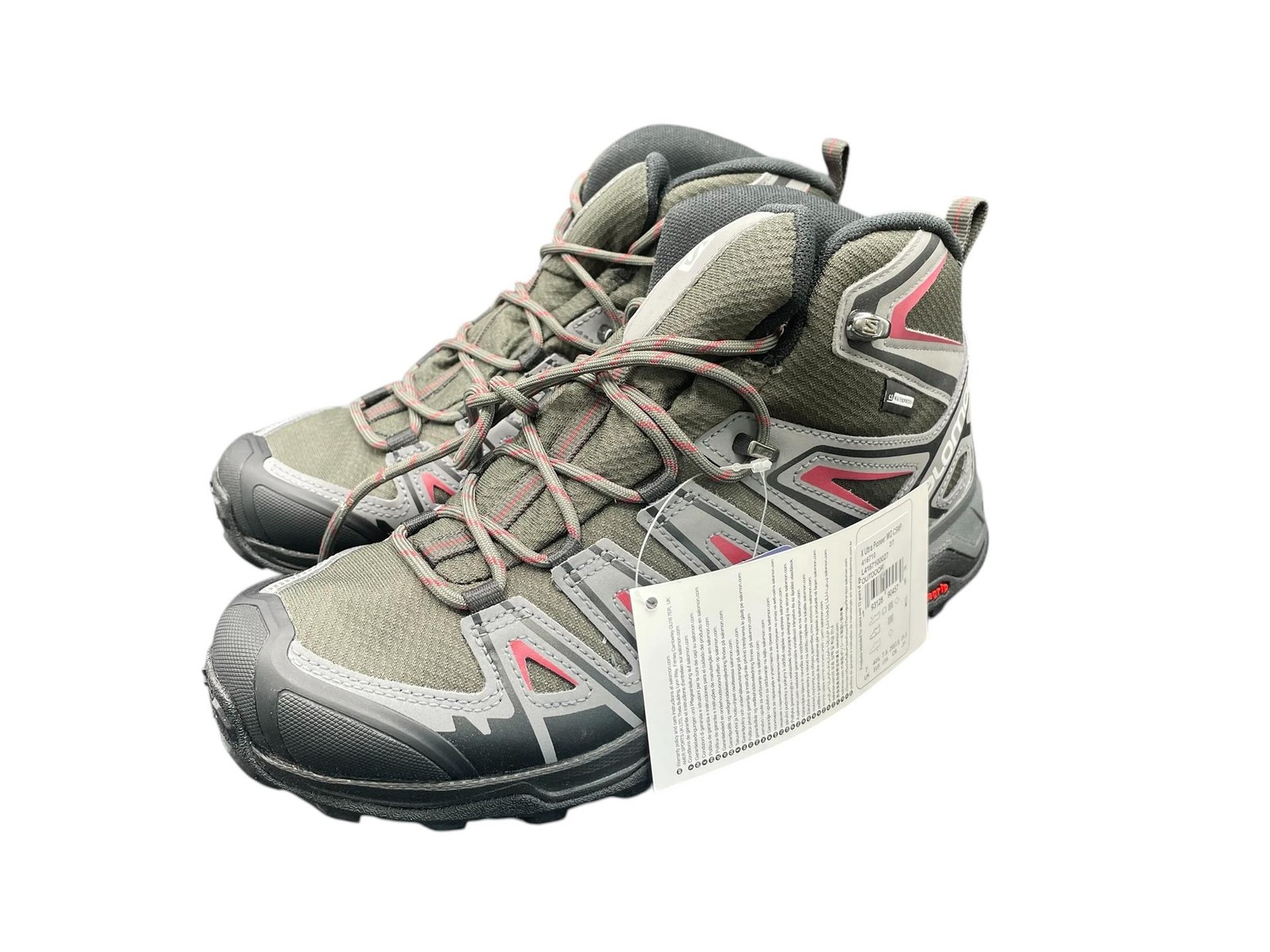 Salomon Men Hiking Boot 416710 X Ultra Pioneer Mid CSW Red Peat Gray Size 7.5 M