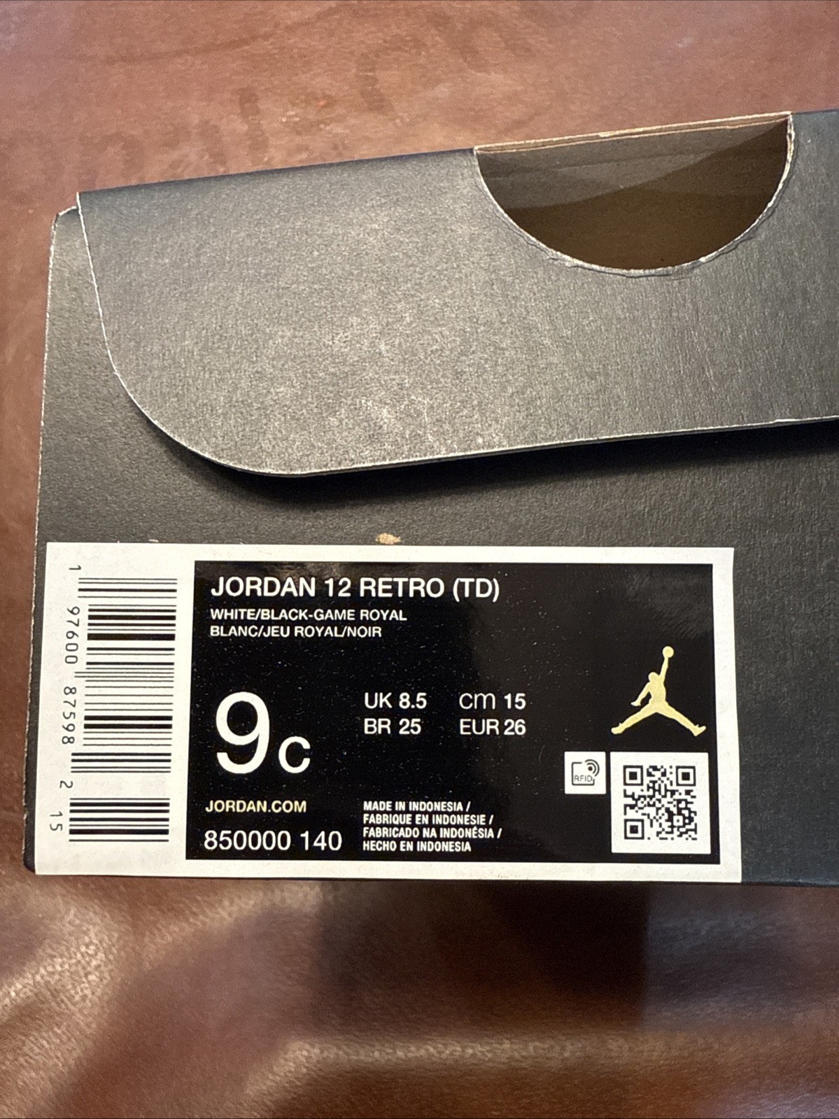 Jordan 12 Retro (TD) “Blueberry” – White/Black-Game Royal – (US 9c) – 850000-140