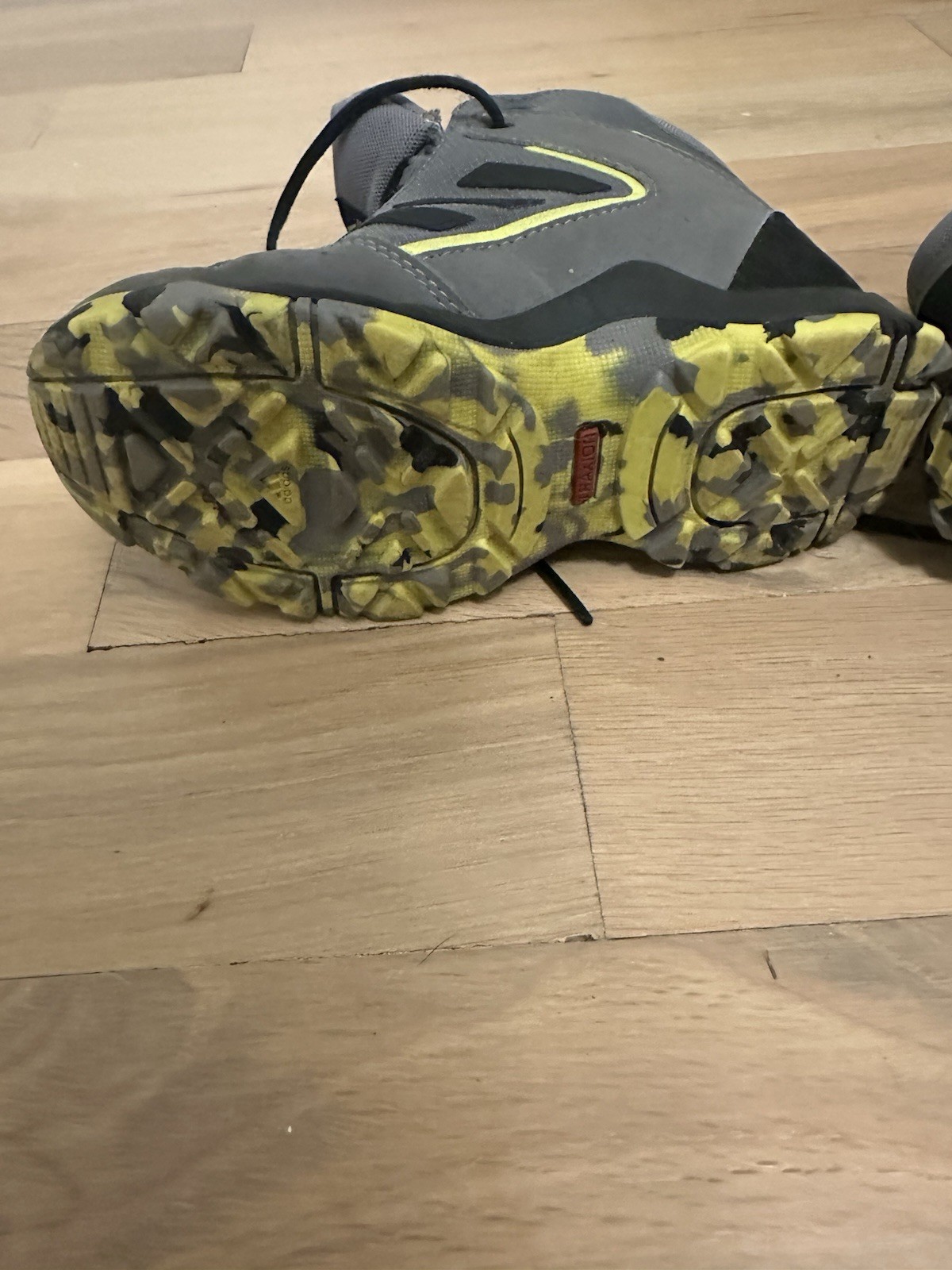 adidas Terrex Mid-Top Kids Hiking Sneakers Camo Gray/Black/Yellow 12K FX4187