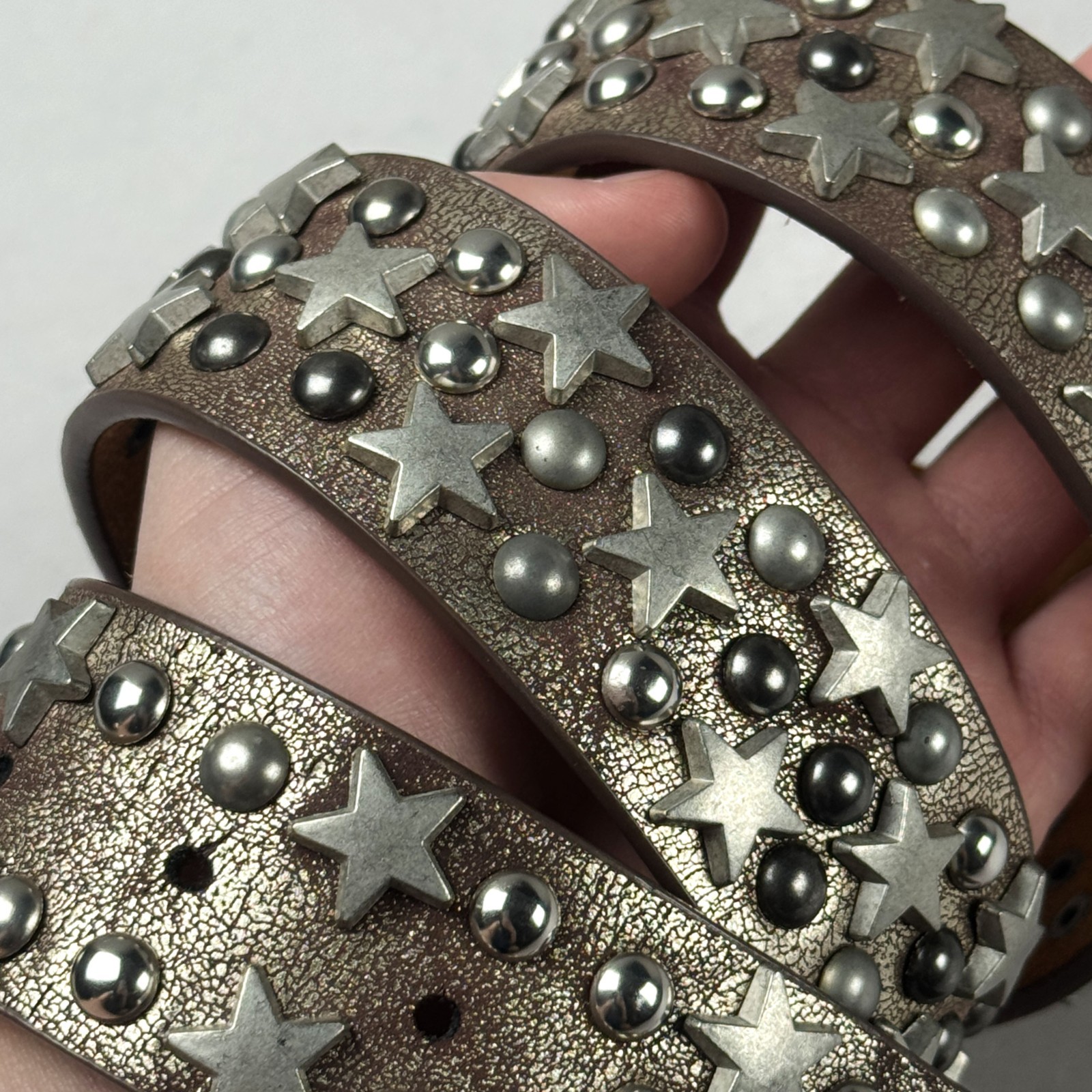Y2K Genuine Leather Studded Star Belt Punk Rock Y2K Gothic Biker Unisex Vintage