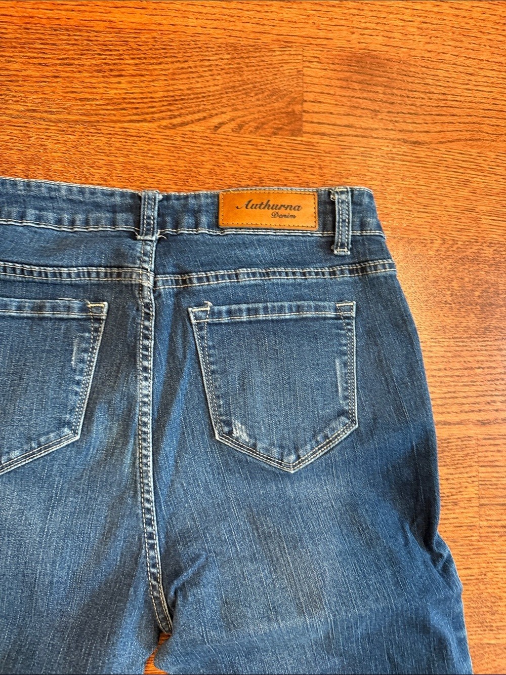 Distressed Blue Skinny Jeans with Raw Hem