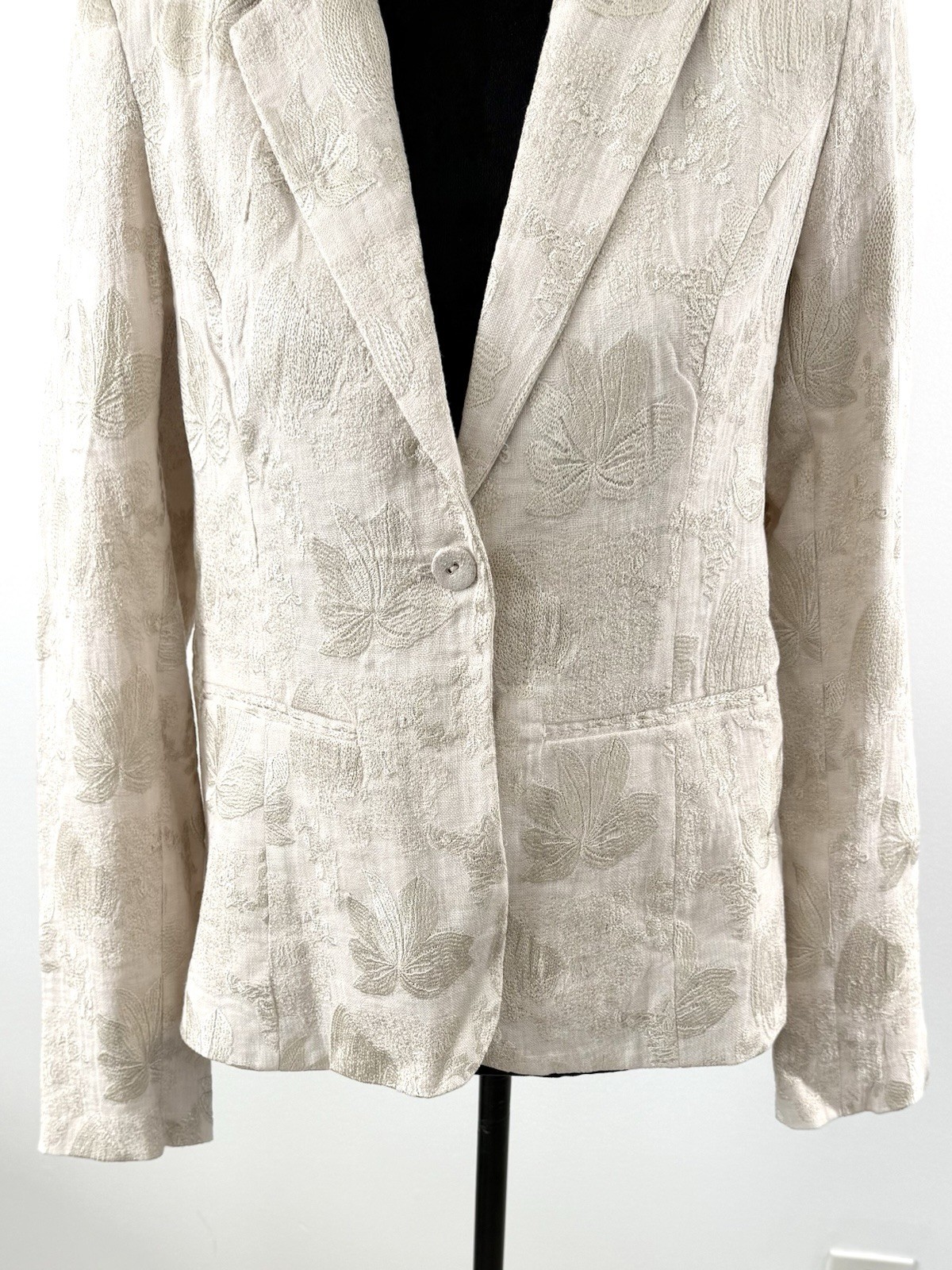 Sundance Jacket Women’s Small Beige Blazer Embroidered 100% Linen New