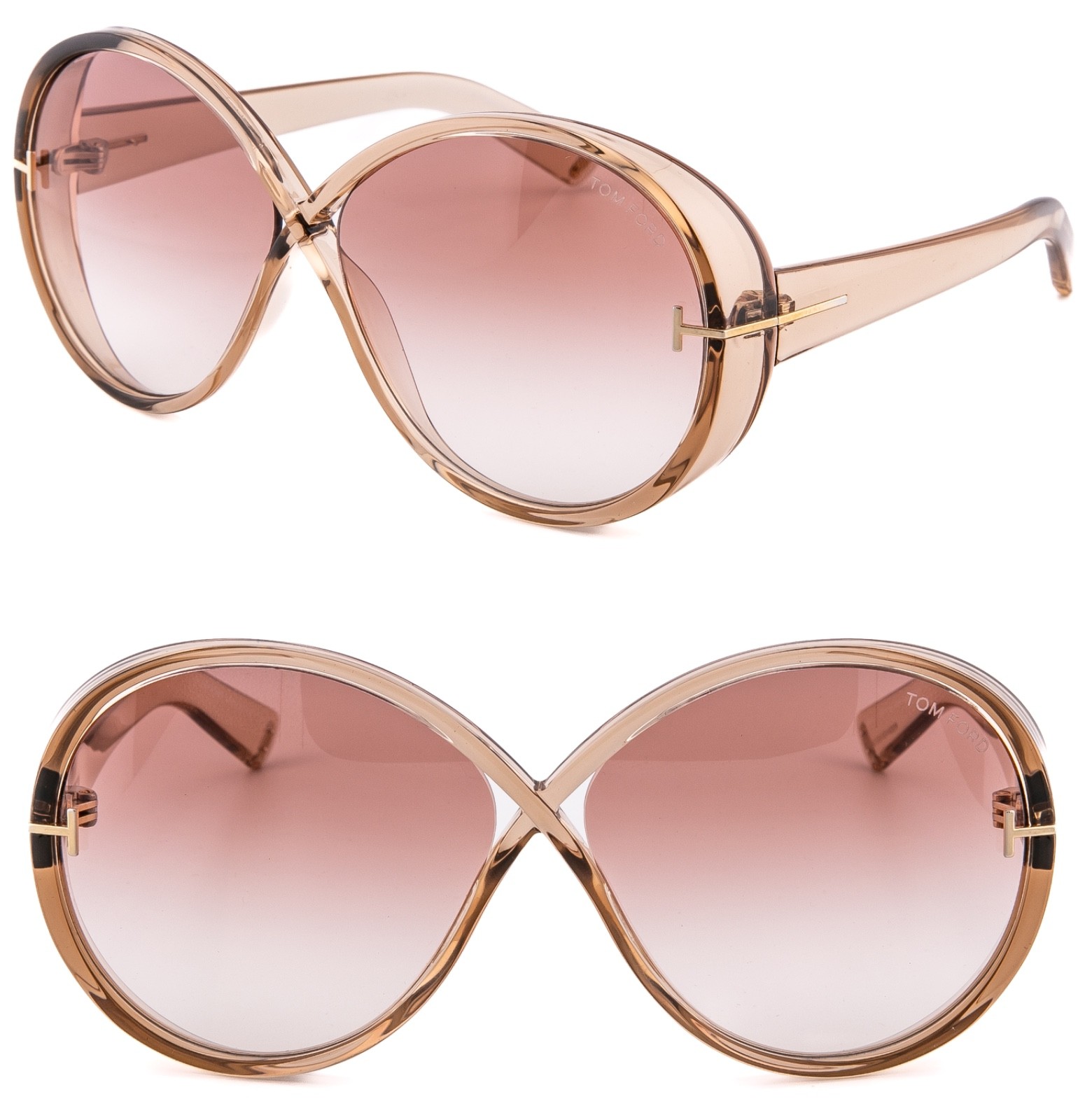 TOM FORD EDIE-02 TF1116 45T Crystal Brown Infinity Oversize Sunglass 1116 FT1116