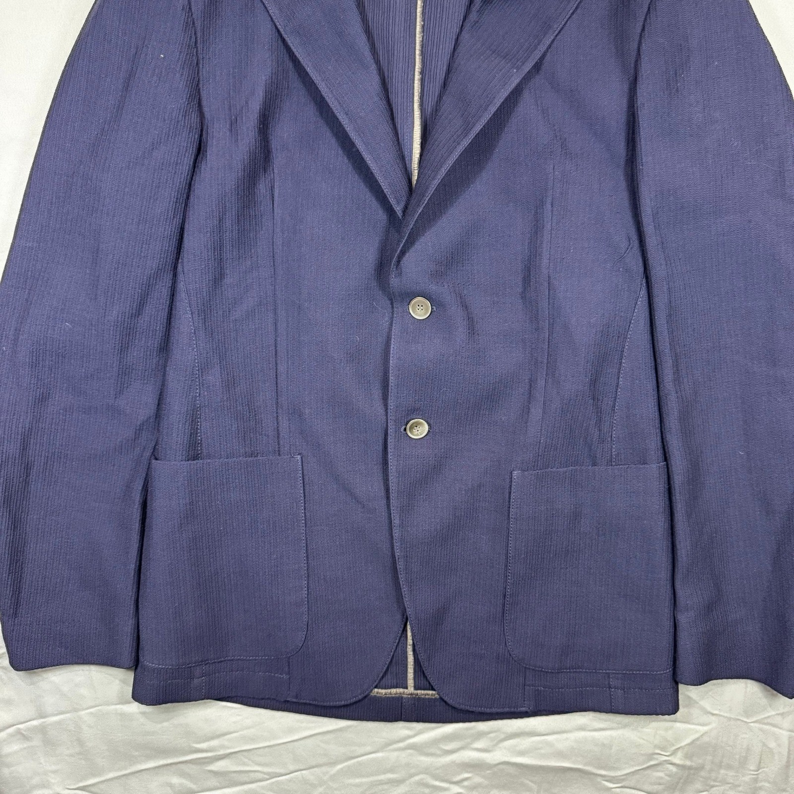 Strellson Blue Knit Coat Jacket Mens 48 Slim Business Casual Preppy Academia