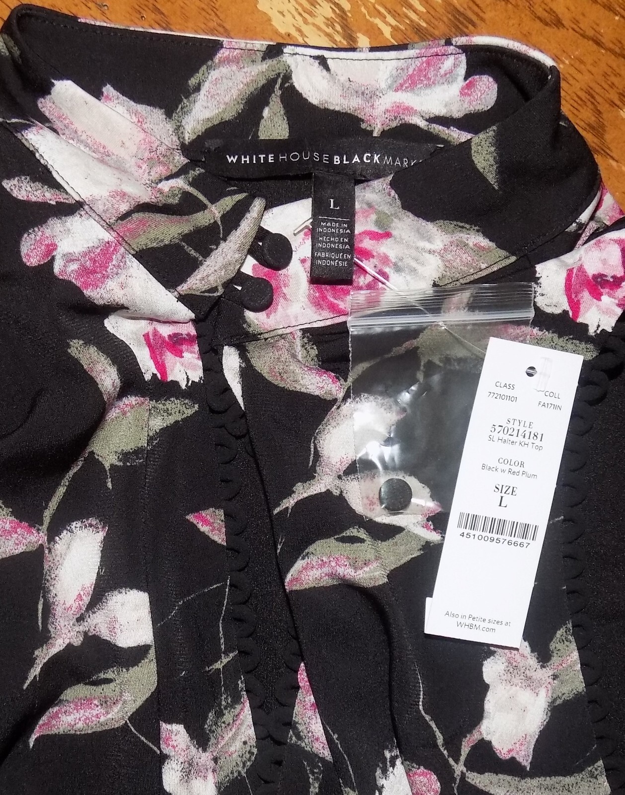 White House Black Market Floral Split-Neck Ruffle Accent Sleeveless Top L NWT