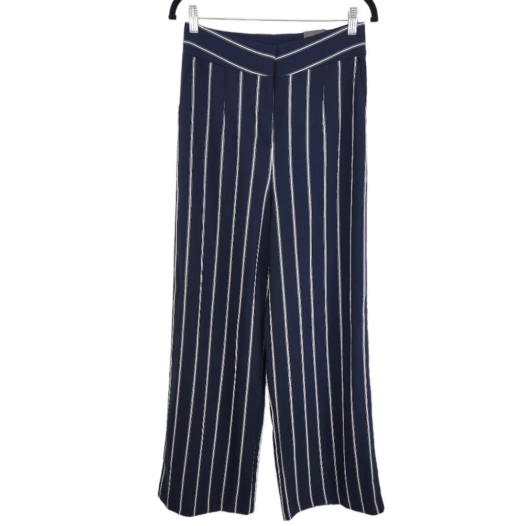 Madison Navy Stripe Wide Leg Pants NWT Size 4 Preppy Striped Dress Pants