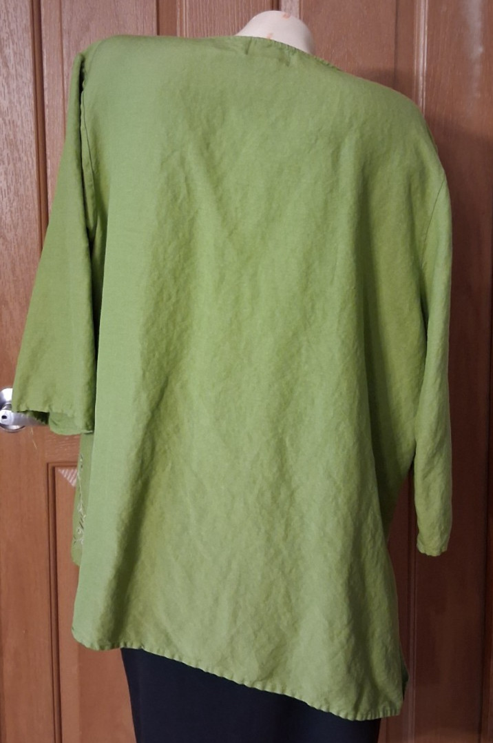 Caren Sport Green Blouse V-Neck With Embroidery Bracelet Sleeves Plus Size 3X