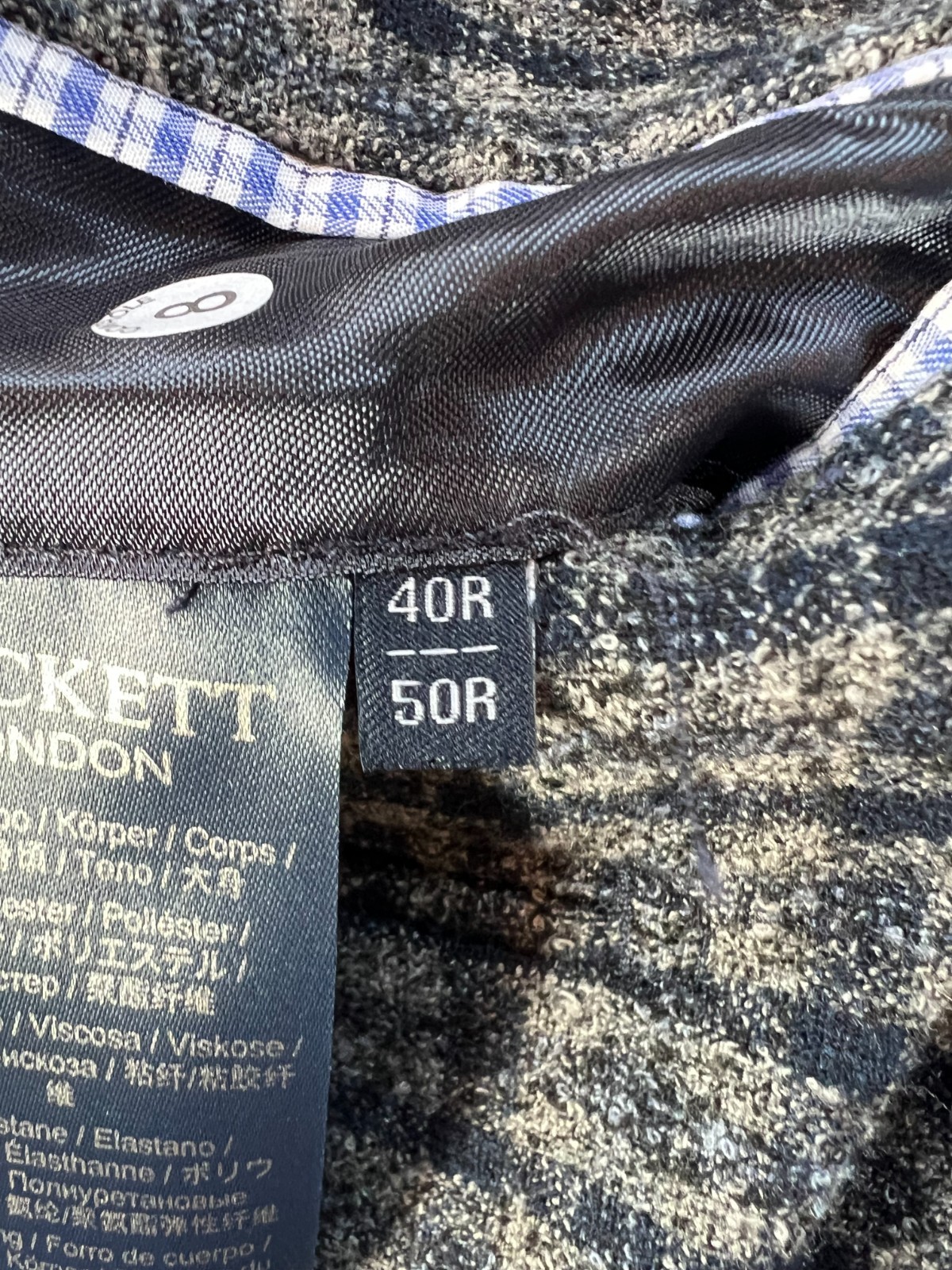 Hackett Grey & Blue Checked Boucle Cloth Unstructured Jacket RRP £650 – Size 40″