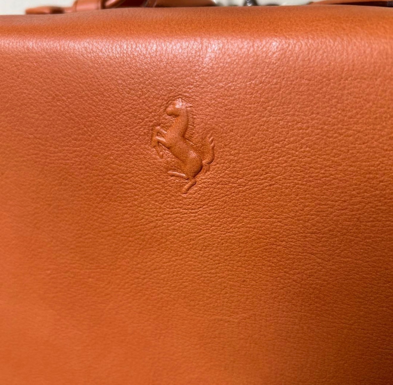 [Authentic] Ferrari Leather Boston Bag Duffel Bag Vintage Limited Edition
