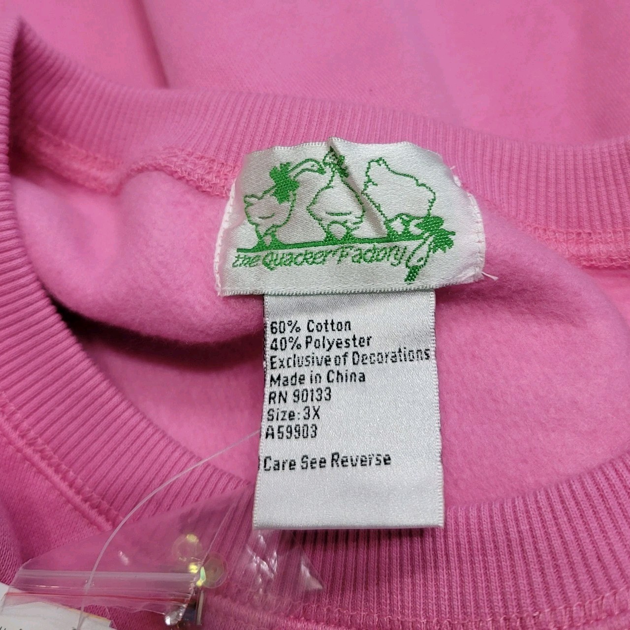 Quacker Factory Womens Plus Sz 3X Beach Summer Appliques Sweatshirt Pink New