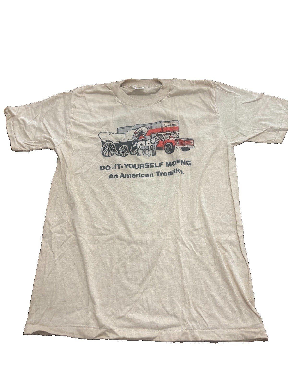Vtg 1970s U-Haul Single Stitch T Shirt L Deadstock Rare Velva Sheen 2 Sided