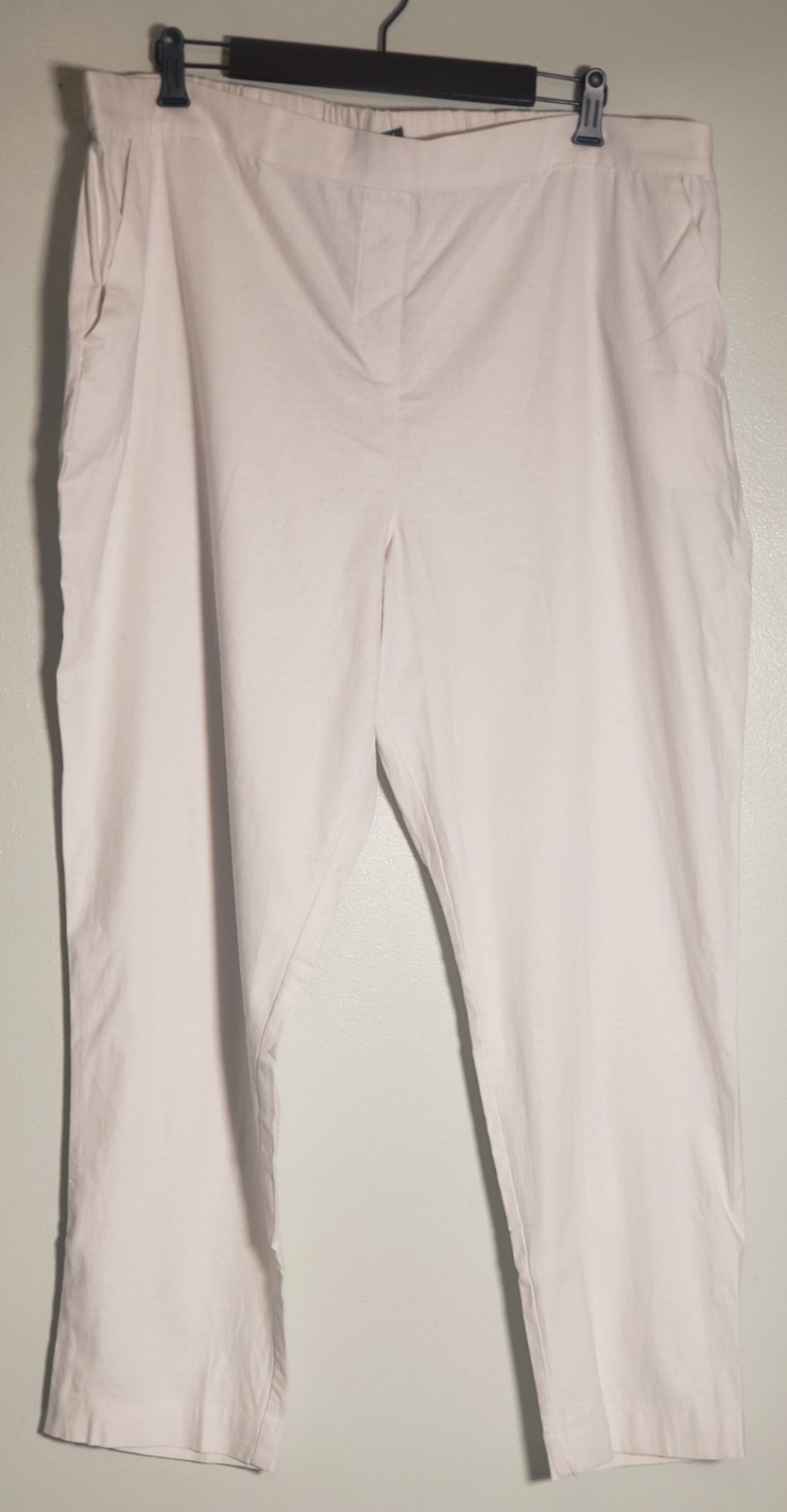 Kenneth Cole 53% Linen 2% Stretch Pants Size XXL White 40X26 Elastic Waist