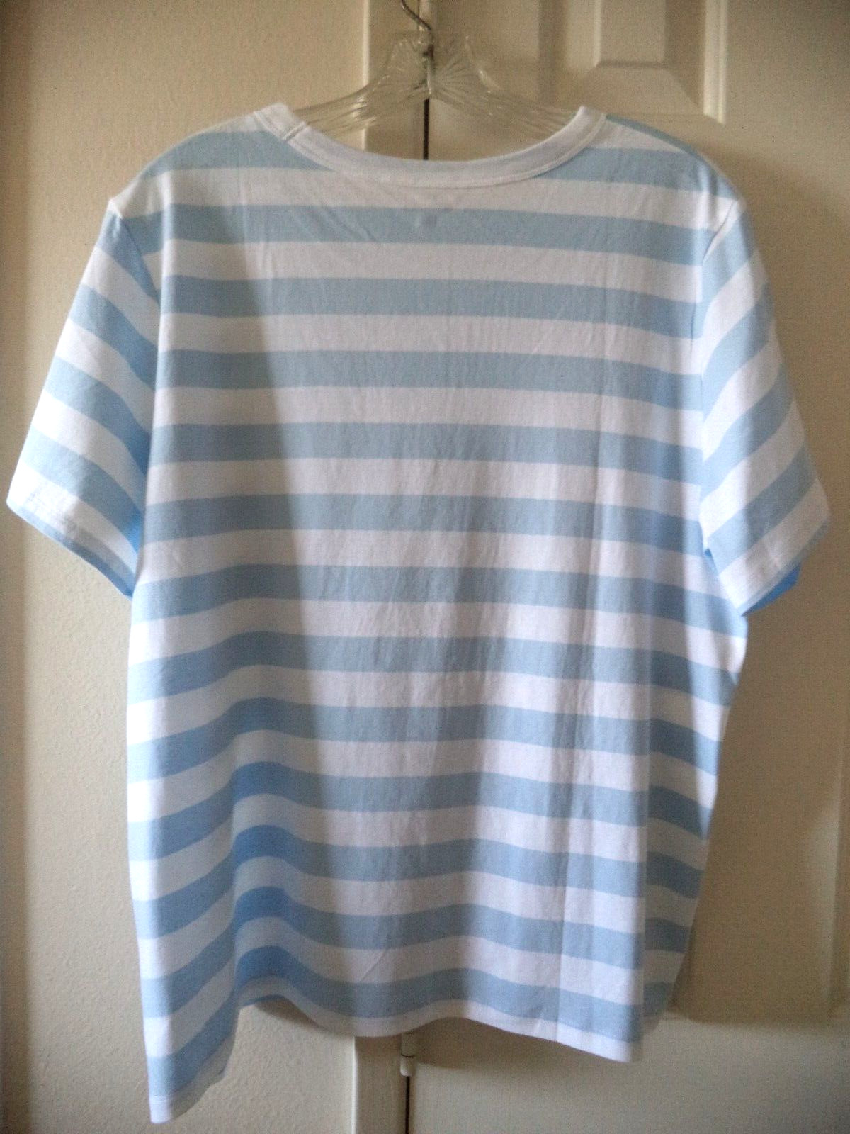 Old Navy Sky Blue Light Blue & White Striped T-shirt Knit Top 18 20 XXL 2XL 2X