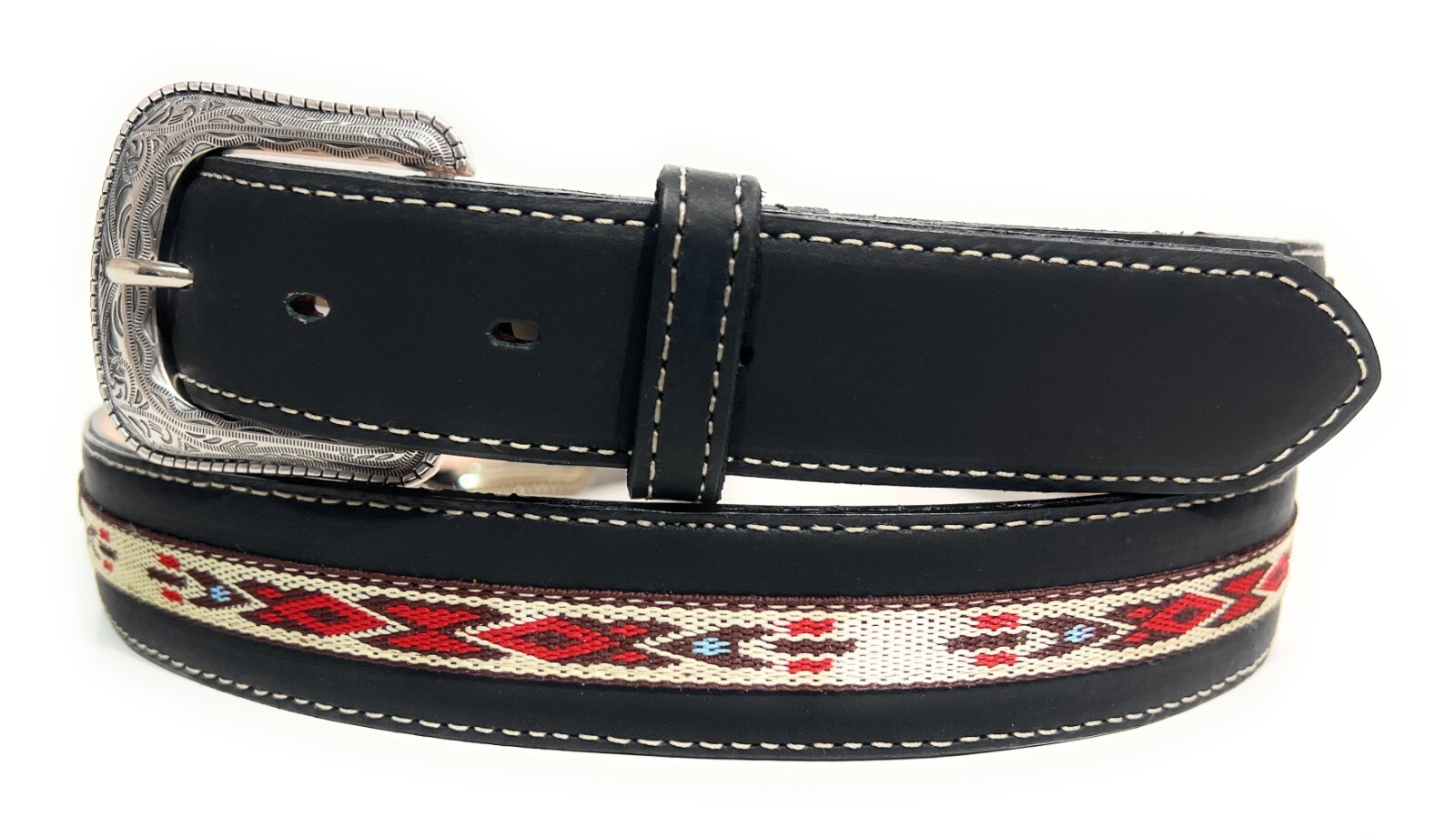 MEN’S WESTERN LEATHER BELT. SADDLE HORSE SOUTHWESTERN STYLE COWBOY RODEO BELT