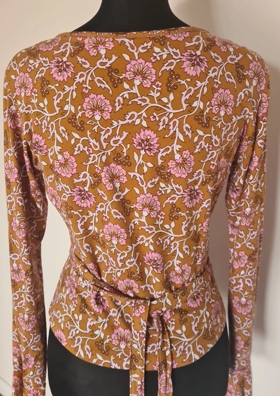 Arnhem Soi Gypsy Brown Pink White Bohemian Hippie Wrap Around Top 10 👇check