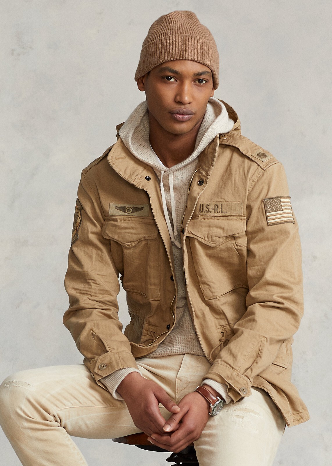 Polo Ralph Lauren M65 Military Army Paratrooper America Flag Desert Field Jacket