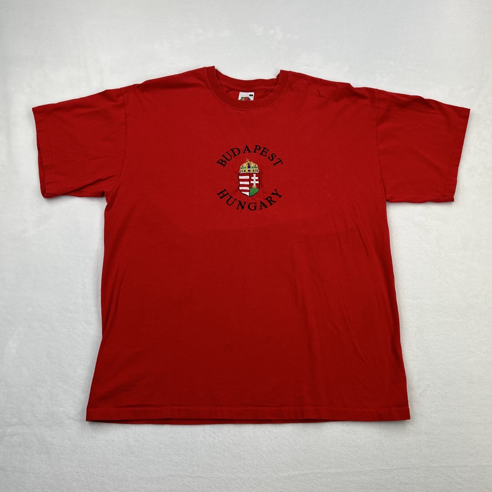 VINTAGE Budapest Shirt Adult Red Black Large Embroidered Outdoors Hungary Mens