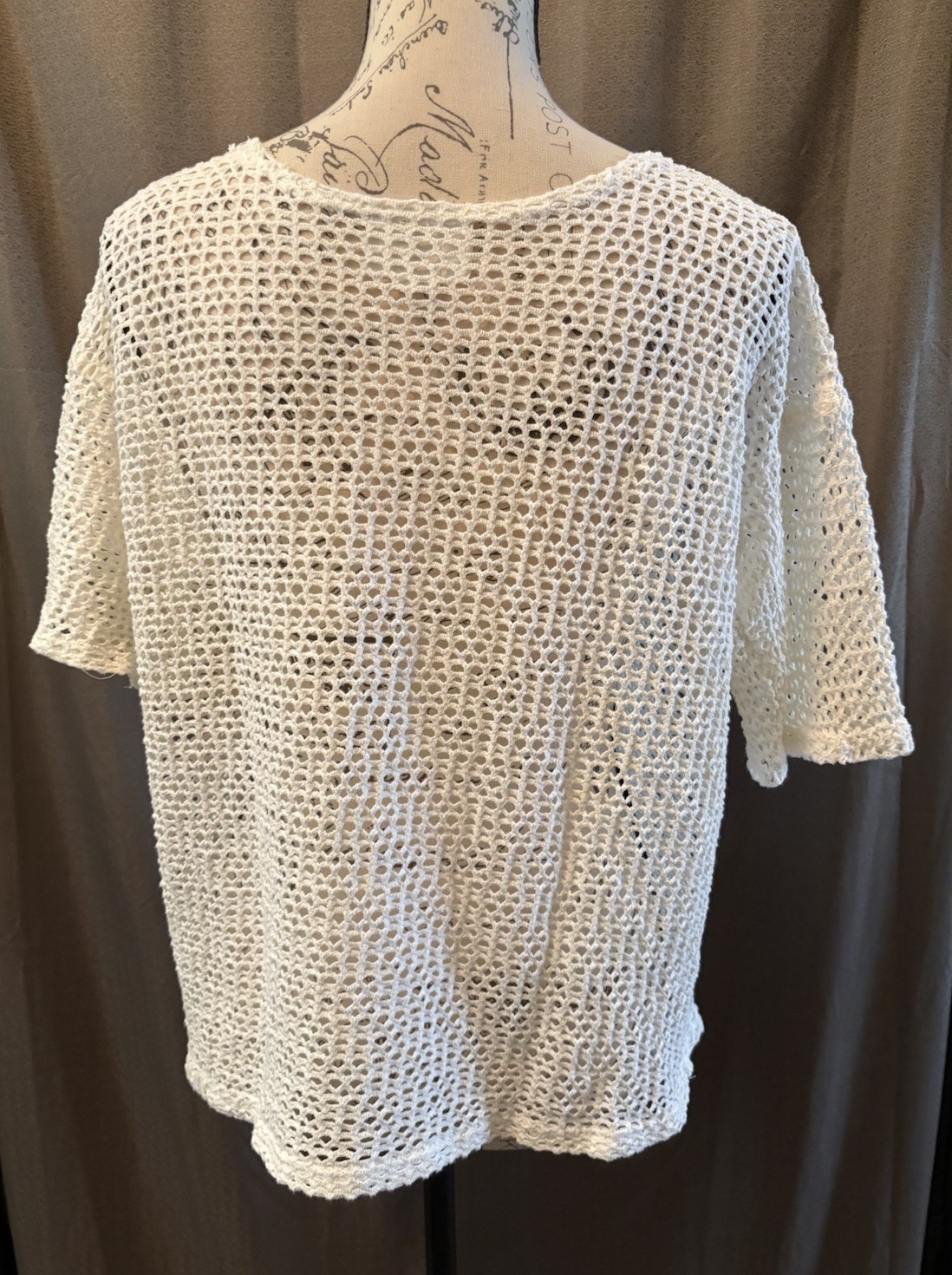 DYNAMIC USA Mesh Top Short Sleeves Off White Layering Stretch One Size (Med)