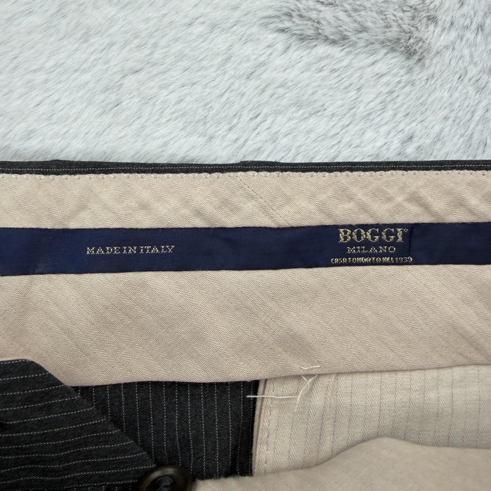 Boggi Milano Suit Mens IT 52 US 42 Gray Pinstripe Wool 2 Piece 36×32 Pants Italy