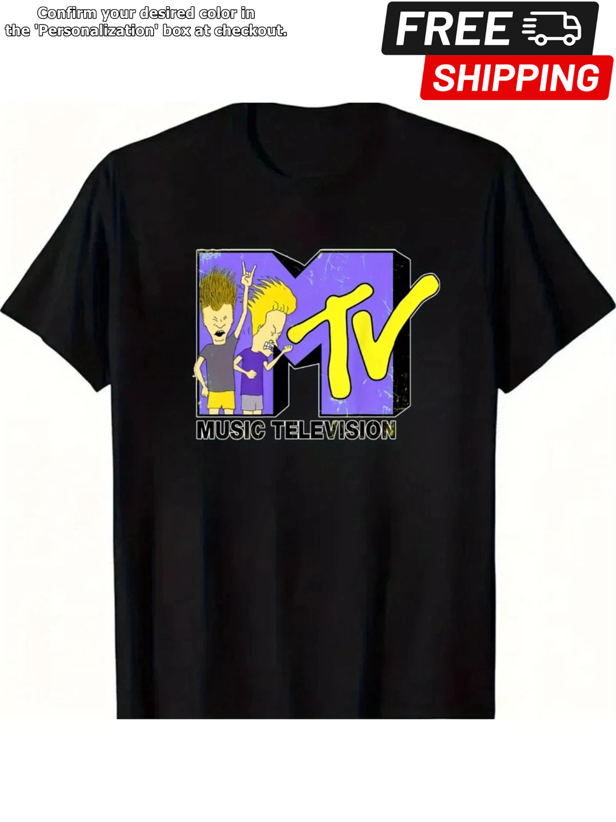 Men’S Retro MTV Logo Cotton T-Shirt – Breathable, Comfort Fit for Casual