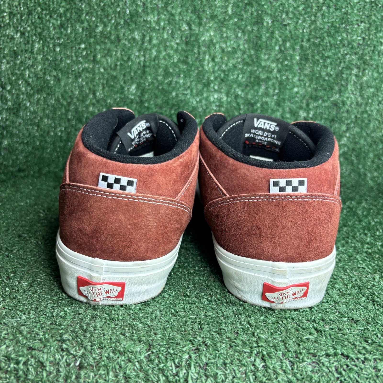 Vans Half Cab Skate Suede PopCush Duracap Sneakers Brick Red Rust Mens Size 12.0