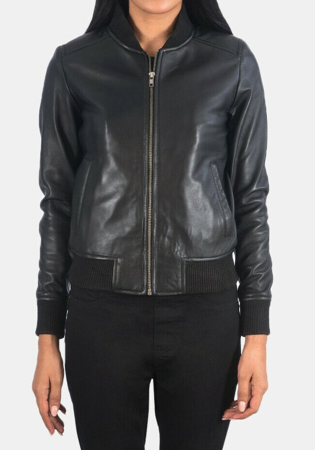 Stylish Women’s Leather Jacket 100% Soft Lambskin Slim Fit Bomber Jacket