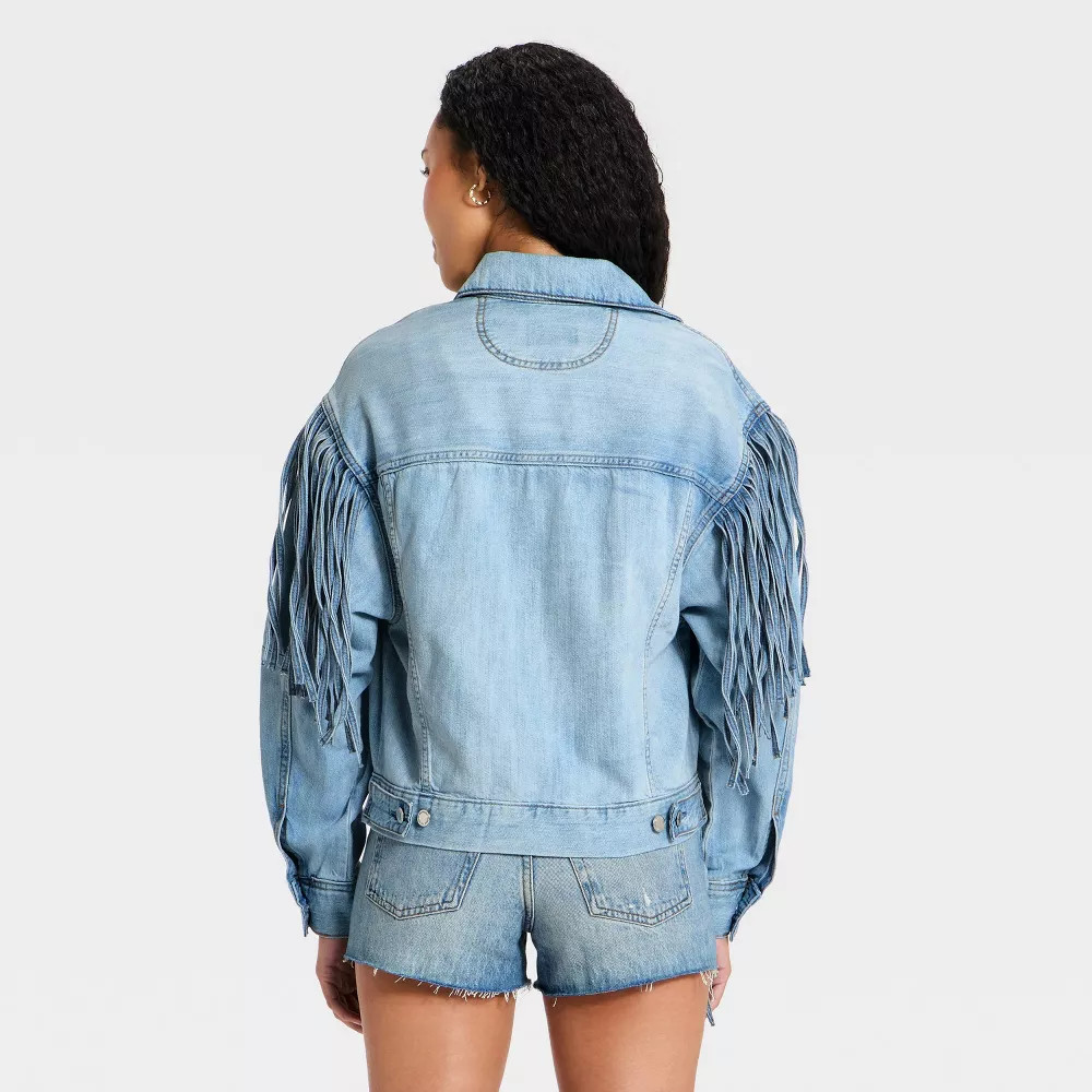Women Fringe Denim Jacket – Universal Thread Light Wash XL