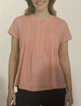 Lands End Women’s Short Sleeve Pintuck Blouse, Pink XXL