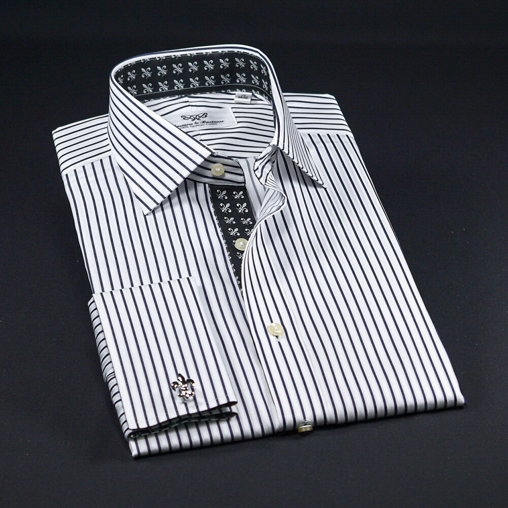 Black Stripe Formal Business With Black Fleur-de-lis Inner Lining Professional