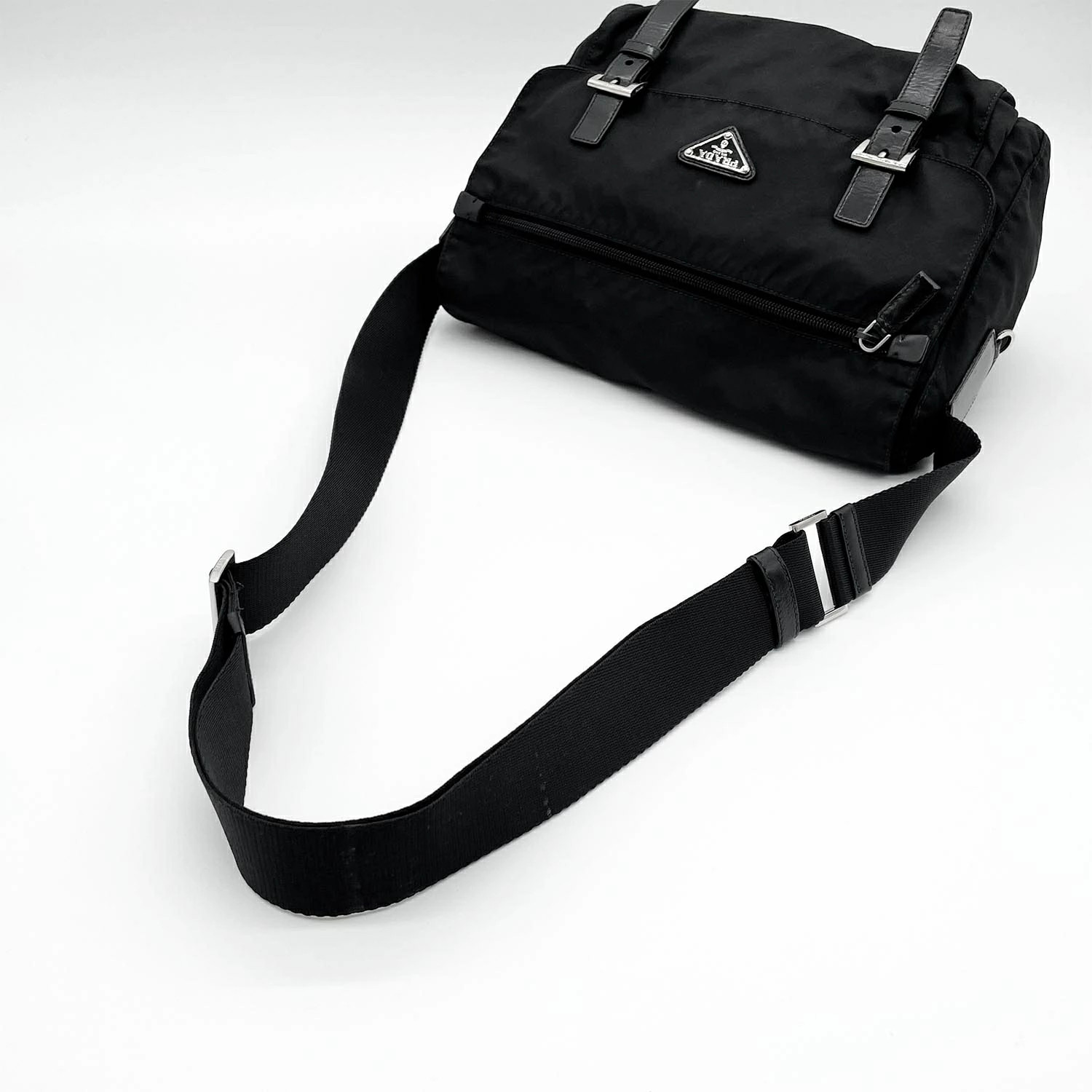 PRADA Nylon Shoulder Bag Messenger Bag Tesuto Pocono Triangle Plate Logo