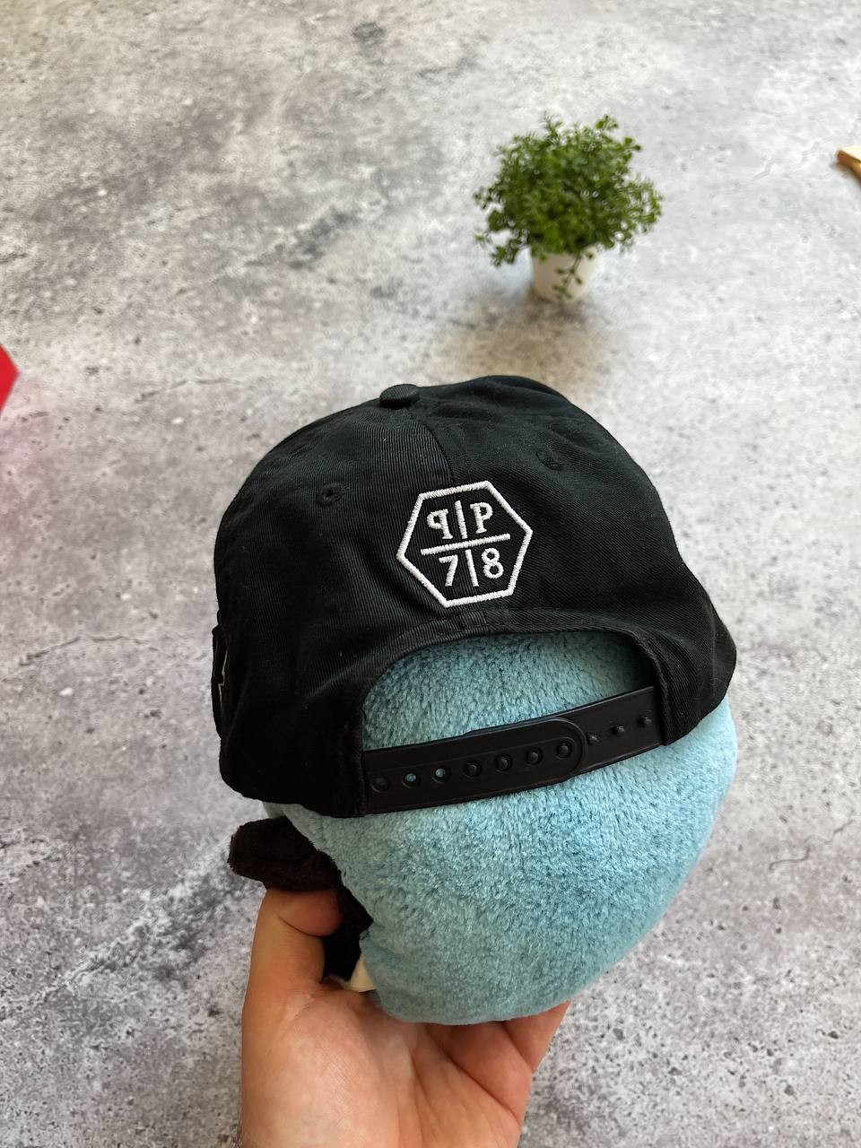 Philipp Plein Black Snapback Cap Logo Embroidered Cotton Adjustable Hat