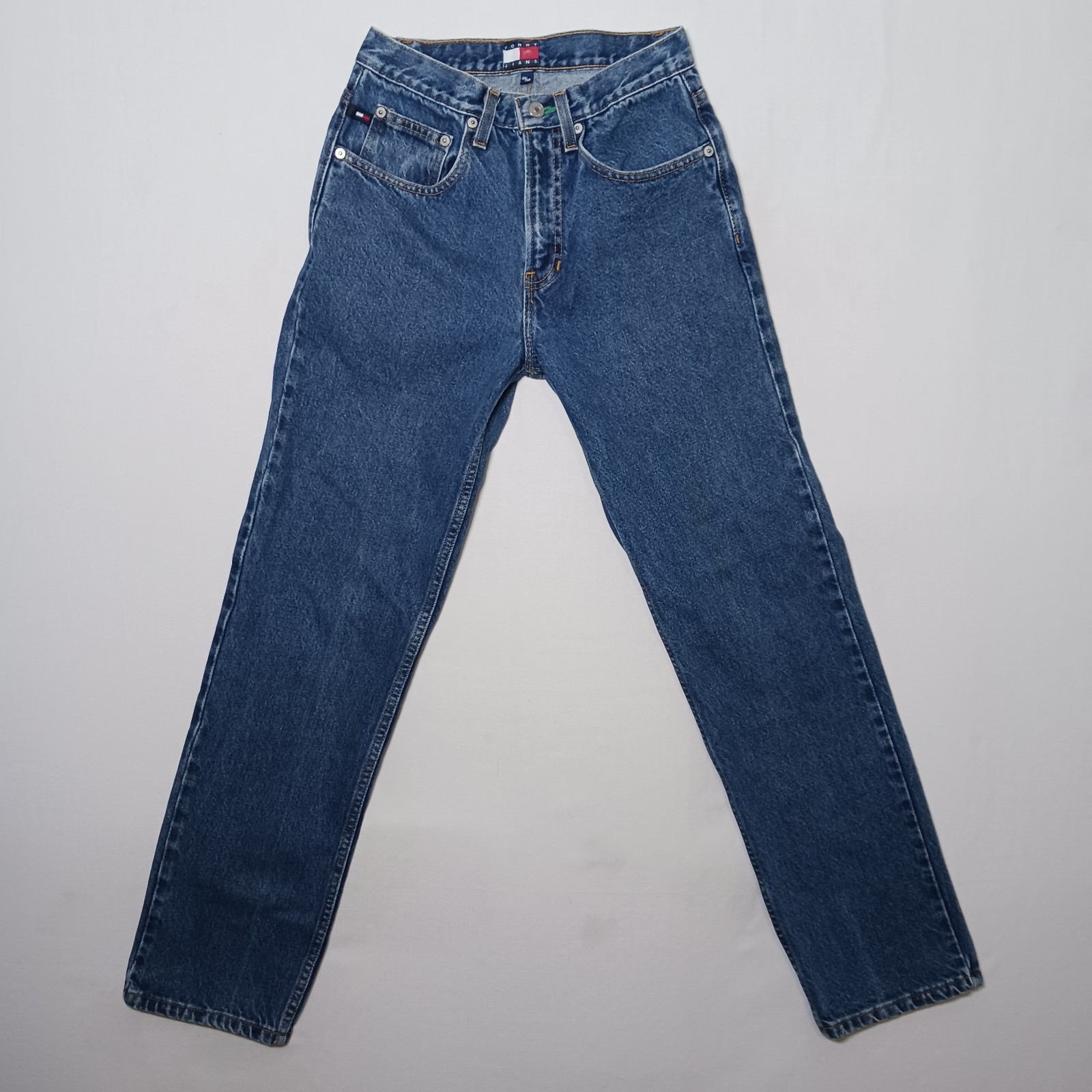 Vintage 2001 Tommy Hilfiger Mens Straight Leg Jean 26X30 Raw Blue Denim USA