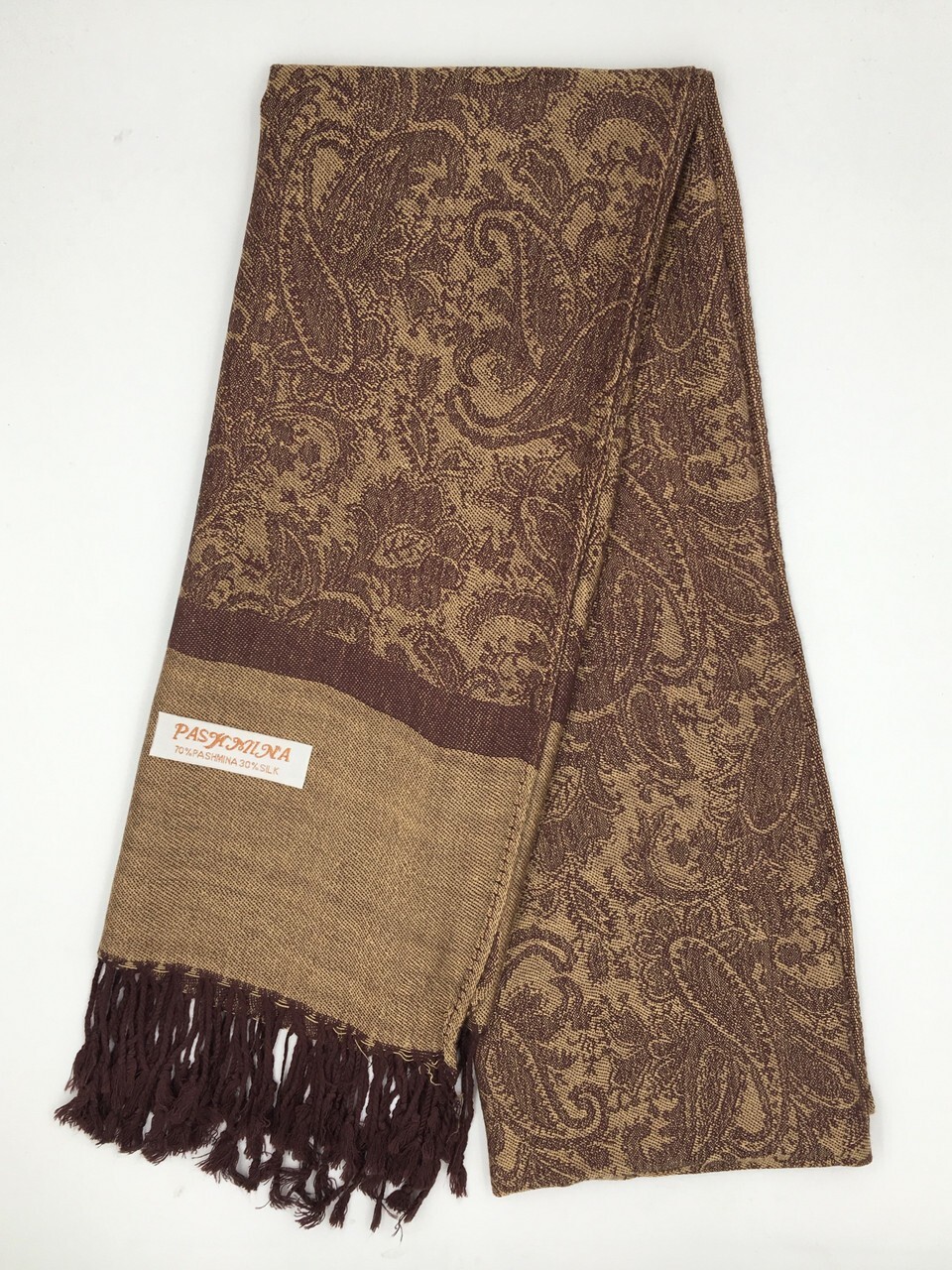 NEW ELEGANT JACQUARD PAISLEY PASHMINA SCARF/WRAP/SHAWL– TORTILL BROWN #31