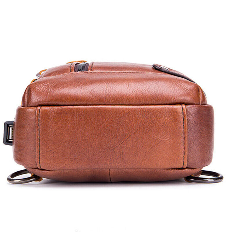 Men’s Sling Backpack Genuine Leather Chest bag Crossbody Bag Shoulder Bag New Z
