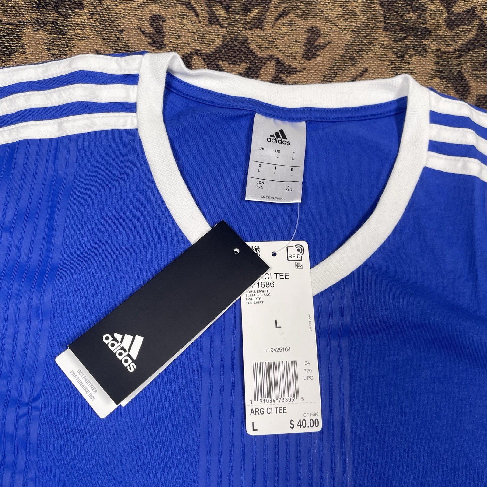 ADIDAS Argentina Retro Style CI TEE T-SHIRT Blue Mens Size Large New