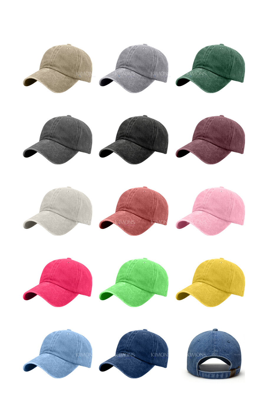 Dyed Washed Cotton Solid Plain Polo Style Baseball Ball Cap Hat Dad Adjustable