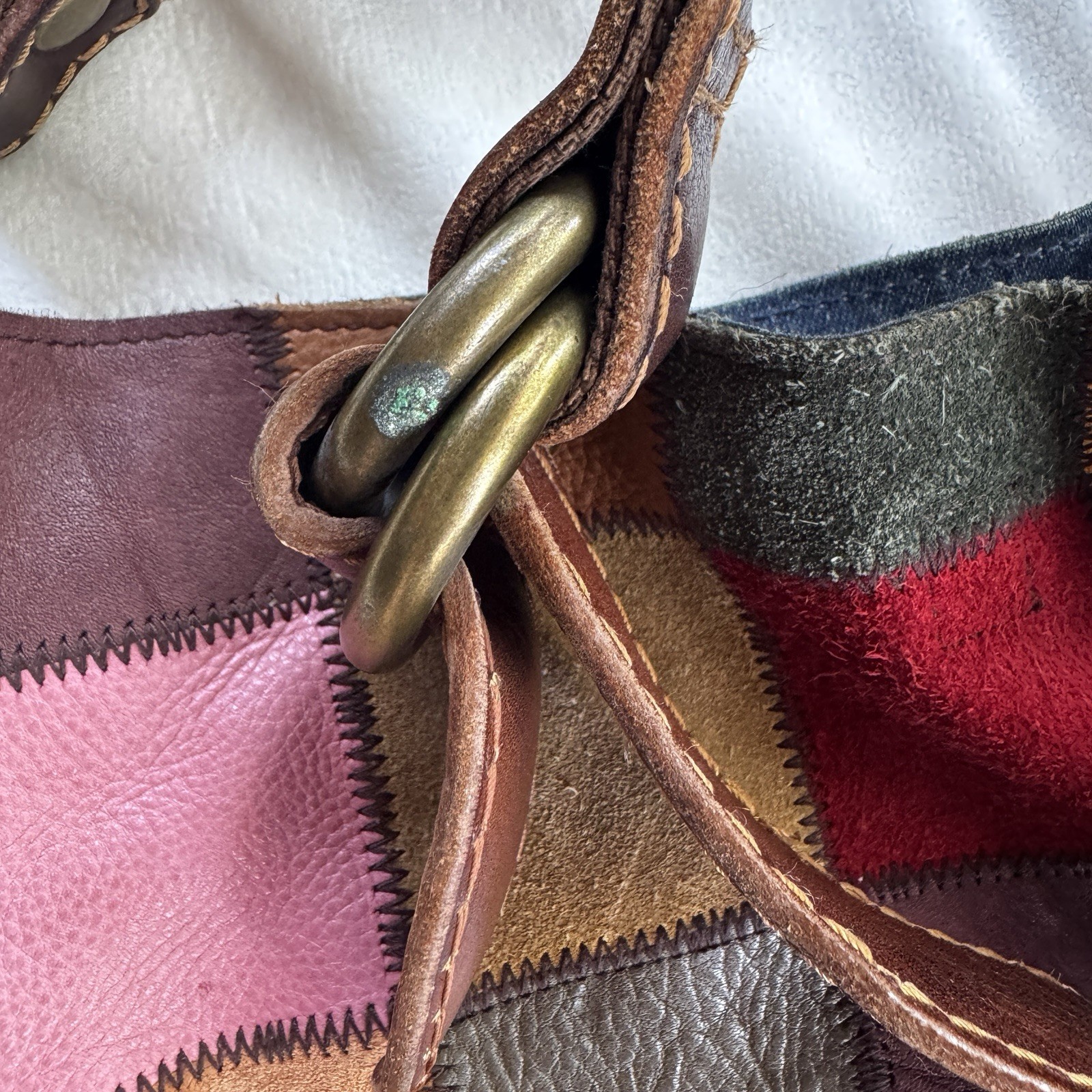 Rare “Ugly Betty” Lucky Brand Patchwork Hobo Leather Bag Y2K Multicolor