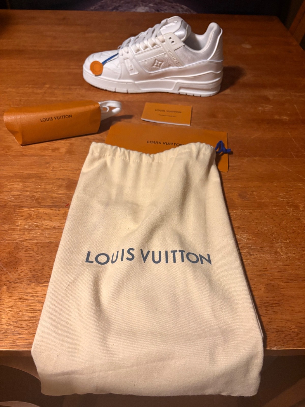 Louis Vuitton LV Trainer White Right Shoe Only Size 8 NEW w/ Dust Bag Receipt